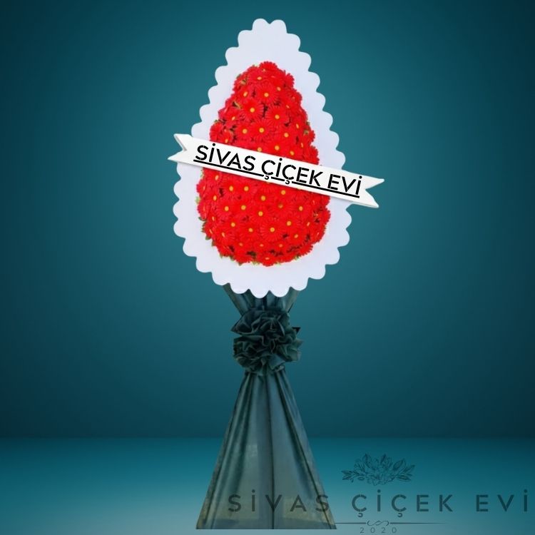 Kırmızı Gerberadan Yapay Çelenk